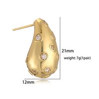 1 Pair Ig Style Casual Simple Style Water Droplets Plating Inlay Copper Zircon 18k Gold Plated Ear Studs main image 7