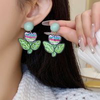 1 Pair Simple Style Classic Style Flower Printing Resin Drop Earrings main image 3