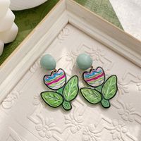 1 Pair Simple Style Classic Style Flower Printing Resin Drop Earrings main image 6