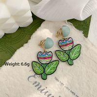 1 Pair Simple Style Classic Style Flower Printing Resin Drop Earrings sku image 2