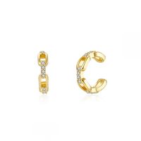 1 Pair Simple Style Cool Style Solid Color Plating Inlay Copper Zircon 18k Gold Plated Earrings main image 3