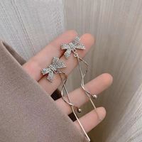 1 Pair Elegant Sweet Bow Knot Plating Inlay Alloy Artificial Rhinestones White Gold Plated Drop Earrings main image 5