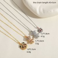 Cute Streetwear Little Bear Copper Plating Inlay Zircon 14k Gold Plated White Gold Plated Pendant Necklace main image 8