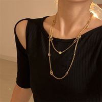 304 Stainless Steel 18K Gold Plated Silver Plated IG Style Vintage Style Patchwork Plating Solid Color Long Necklace main image 6