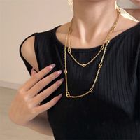 304 Stainless Steel 18K Gold Plated Silver Plated IG Style Vintage Style Patchwork Plating Solid Color Long Necklace main image 5