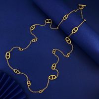 304 Stainless Steel 18K Gold Plated Silver Plated IG Style Vintage Style Patchwork Plating Solid Color Long Necklace main image 3