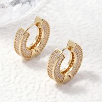 1 Pair Elegant Circle Plating Inlay Copper Zircon Gold Plated Hoop Earrings sku image 4