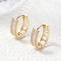 1 Pair Elegant Circle Plating Inlay Copper Zircon Gold Plated Hoop Earrings sku image 1