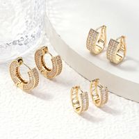 1 Pair Elegant Circle Plating Inlay Copper Zircon Gold Plated Hoop Earrings main image 1