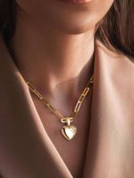 Casual Heart Shape Copper Plating Inlay Zircon Gold Plated Pendant Necklace main image 1