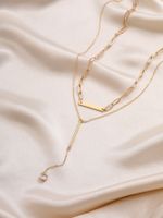 Einfacher Stil Pendeln Einfarbig Kupfer Geschichtete Halskette In Masse main image 5