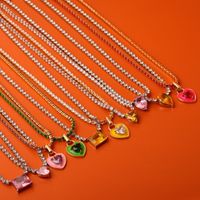 Copper Elegant Sweet Plating Inlay Heart Shape Zircon Pendant Necklace main image 1