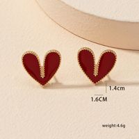 1 Pair Elegant Geometric Heart Shape Plating Alloy Ear Studs sku image 2