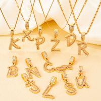 1 Piece 304 Stainless Steel Copper Zircon Gold Plated Letter main image 1
