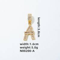 1 Piece 304 Stainless Steel Copper Zircon Gold Plated Letter sku image 10