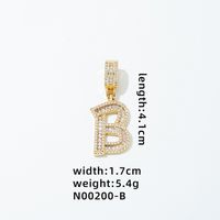 1 Piece 304 Stainless Steel Copper Zircon Gold Plated Letter sku image 11