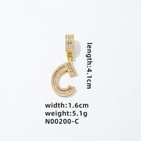 1 Piece 304 Stainless Steel Copper Zircon Gold Plated Letter sku image 12