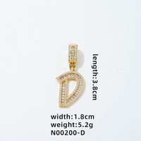 1 Piece 304 Stainless Steel Copper Zircon Gold Plated Letter sku image 13