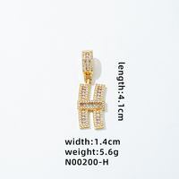 1 Piece 304 Stainless Steel Copper Zircon Gold Plated Letter sku image 17