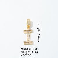 1 Piece 304 Stainless Steel Copper Zircon Gold Plated Letter sku image 18
