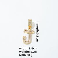 1 Piece 304 Stainless Steel Copper Zircon Gold Plated Letter sku image 19
