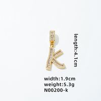 1 Piece 304 Stainless Steel Copper Zircon Gold Plated Letter sku image 20