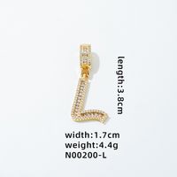 1 Piece 304 Stainless Steel Copper Zircon Gold Plated Letter sku image 21