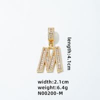 1 Piece 304 Stainless Steel Copper Zircon Gold Plated Letter sku image 22