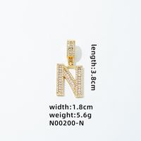 1 Piece 304 Stainless Steel Copper Zircon Gold Plated Letter sku image 23