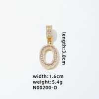 1 Piece 304 Stainless Steel Copper Zircon Gold Plated Letter sku image 24