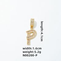1 Piece 304 Stainless Steel Copper Zircon Gold Plated Letter sku image 25