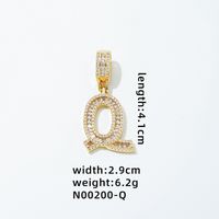 1 Piece 304 Stainless Steel Copper Zircon Gold Plated Letter sku image 26