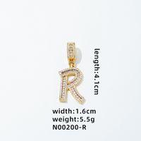 1 Piece 304 Stainless Steel Copper Zircon Gold Plated Letter sku image 27