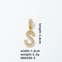 1 Piece 304 Stainless Steel Copper Zircon Gold Plated Letter sku image 28