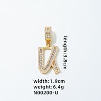 1 Piece 304 Stainless Steel Copper Zircon Gold Plated Letter sku image 30