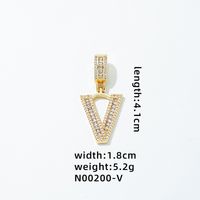 1 Piece 304 Stainless Steel Copper Zircon Gold Plated Letter sku image 31