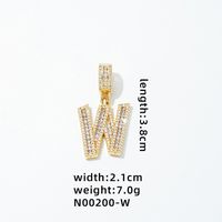1 Piece 304 Stainless Steel Copper Zircon Gold Plated Letter sku image 32