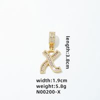 1 Piece 304 Stainless Steel Copper Zircon Gold Plated Letter sku image 33