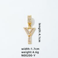 1 Piece 304 Stainless Steel Copper Zircon Gold Plated Letter sku image 34