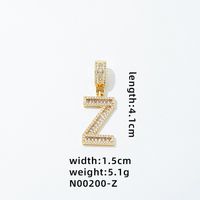 1 Piece 304 Stainless Steel Copper Zircon Gold Plated Letter sku image 35