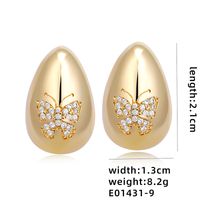 1 Pair Ig Style Simple Style Geometric Butterfly Plating Inlay Copper Zircon White Gold Plated Gold Plated Ear Studs sku image 9