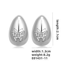 1 Pair Ig Style Simple Style Geometric Butterfly Plating Inlay Copper Zircon White Gold Plated Gold Plated Ear Studs sku image 10