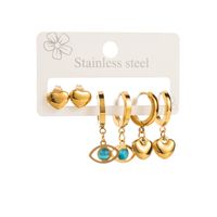 1 Set Modern Style Simple Style Heart Shape Stainless Steel Drop Earrings main image 5