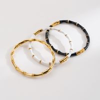 Modern Style Simple Style Color Block Stainless Steel Enamel Bangle main image 3