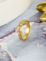 304 Stainless Steel 18K Gold Plated Vintage Style Plating Inlay Solid Color Zircon Open Rings main image 1
