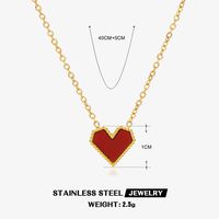 304 Stainless Steel 18K Gold Plated IG Style Simple Style Plating Inlay Heart Shape Acrylic Earrings Necklace sku image 1