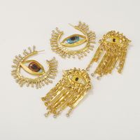 1 Pair Vintage Style Exaggerated Simple Style Devil's Eye Patchwork Alloy Drop Earrings main image 3