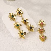 1 Pair Vintage Style Simple Style Flower Inlay Iron Rhinestones Drop Earrings main image 4