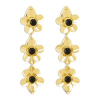 1 Pair Vintage Style Simple Style Flower Inlay Iron Rhinestones Drop Earrings sku image 1