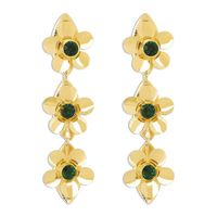 1 Pair Vintage Style Simple Style Flower Inlay Iron Rhinestones Drop Earrings sku image 2